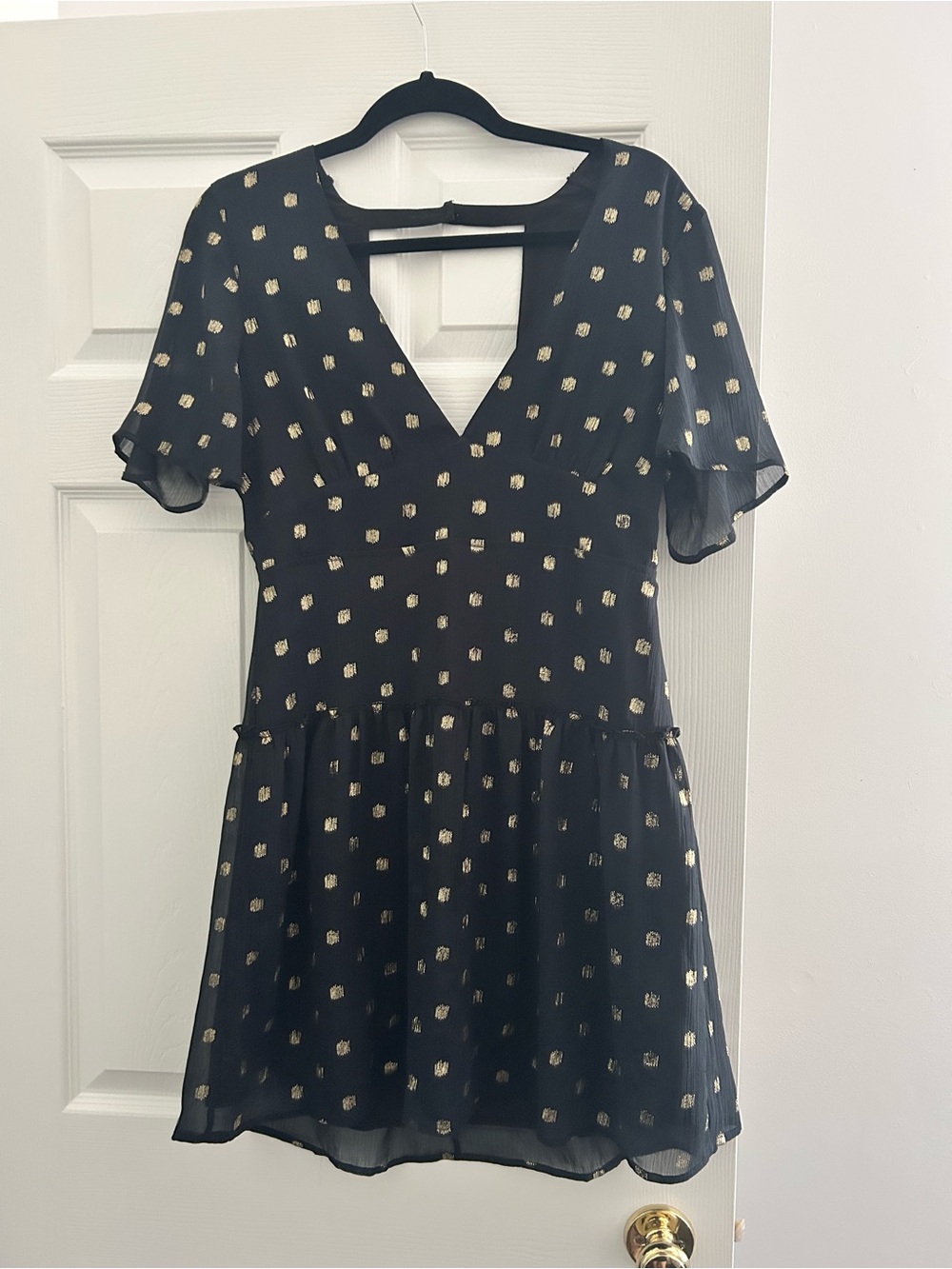 Amuse Society Midnight love bohemian flowy v-neck polka dot mini dress